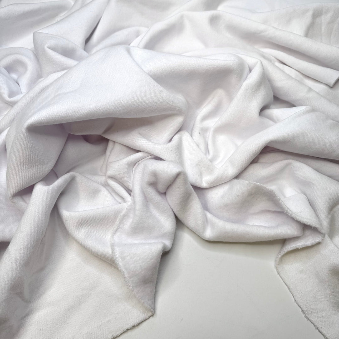 Lotus Pod - Jersey Fleece Cotton/Poly Knit - White - 2.2M Bundle - True Deadstock fabric Fabric by private - Sustainable Textile | FABCYCLE