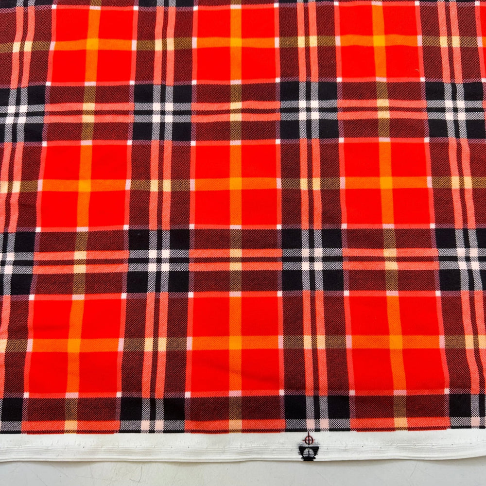 Loud Patterns - Poly/Spandex Knit - Orange Multi Plaid - 0.9M Bundle - True Deadstock fabric Fabric by private - Sustainable Textile | FABCYCLE