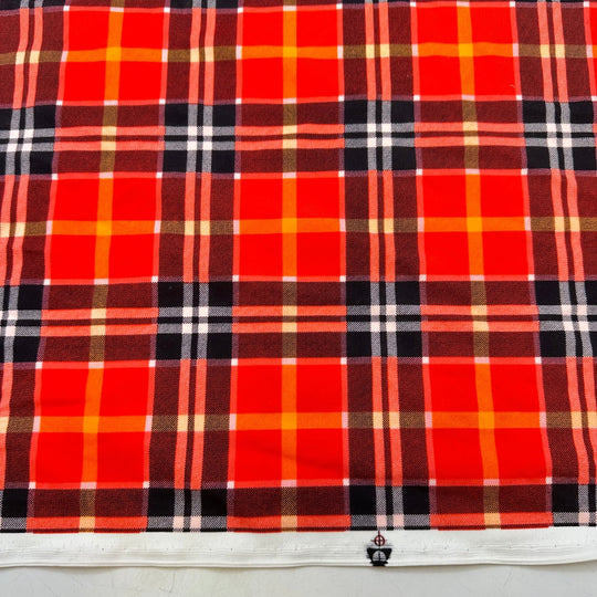Loud Patterns - Poly/Spandex Knit - Orange Multi Plaid - 0.9M Bundle - True Deadstock fabric Fabric by private - Sustainable Textile | FABCYCLE
