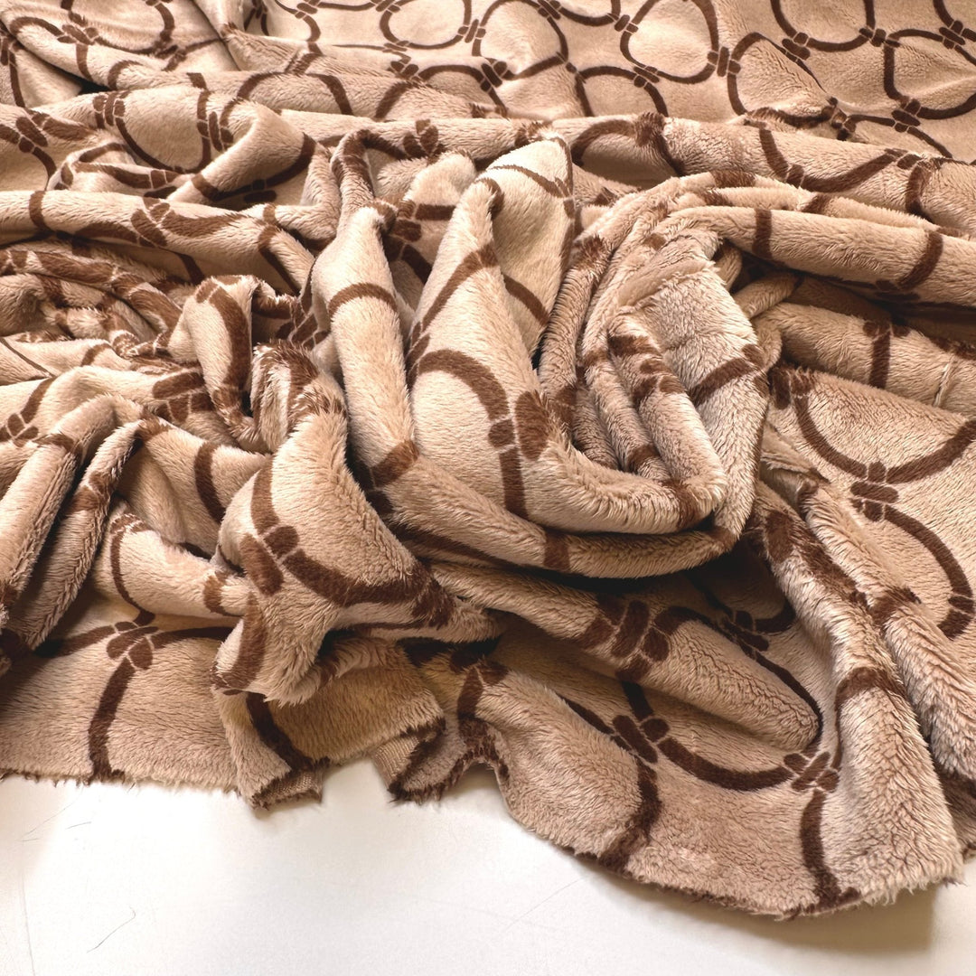 Louis Vuitton Wannabe - Minke Polyester Blend Knit - Beige/Brown Geometric - 2.4M Bundle - True Deadstock fabric Fabric by private - Sustainable Textile | FABCYCLE