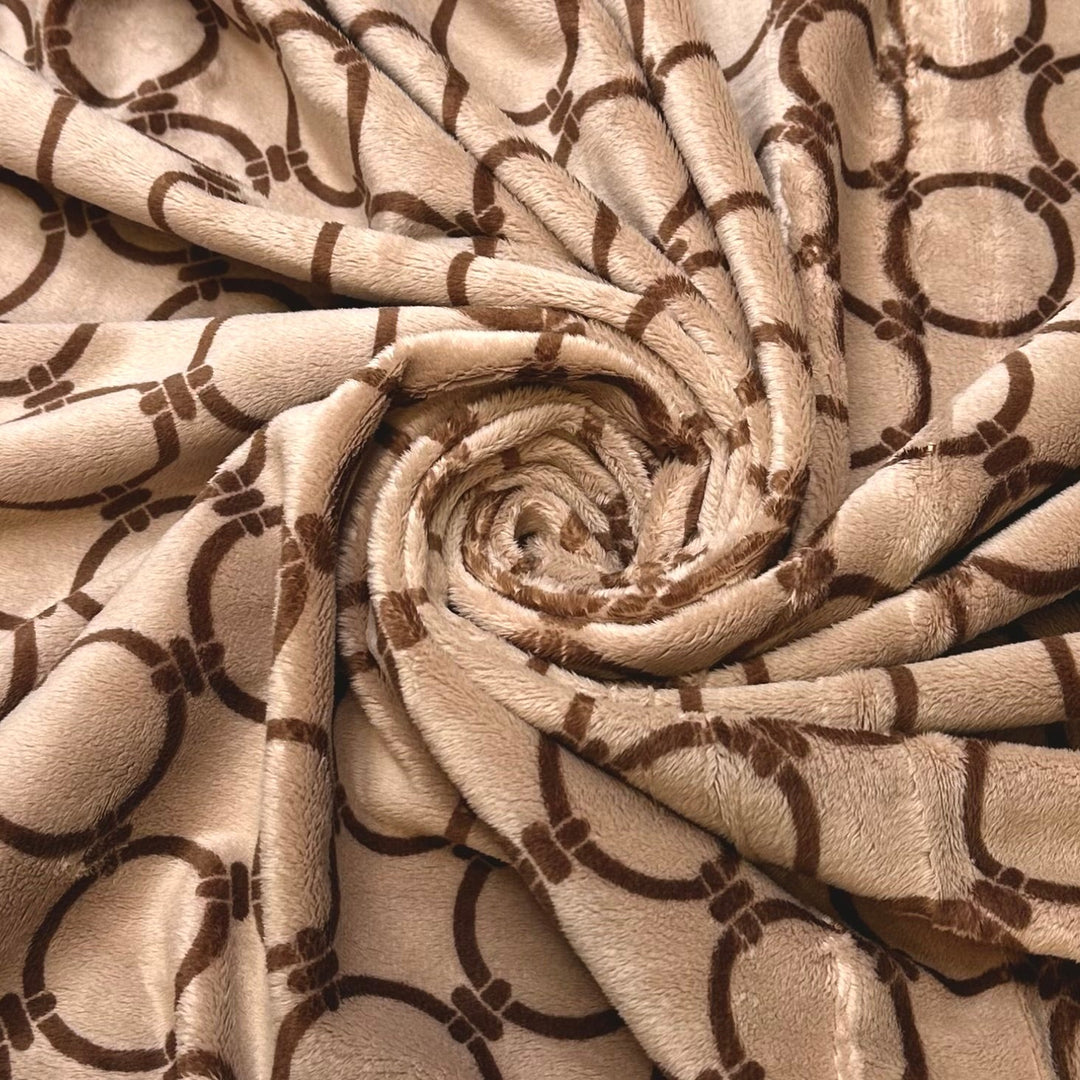 Louis Vuitton Wannabe - Minke Polyester Blend Knit - Beige/Brown Geometric - 2.4M Bundle - True Deadstock fabric Fabric by private - Sustainable Textile | FABCYCLE