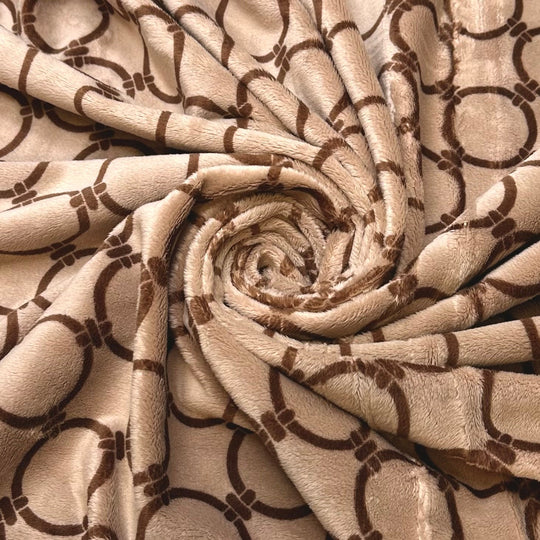 Louis Vuitton Wannabe - Minke Polyester Blend Knit - Beige/Brown Geometric - 2.4M Bundle - True Deadstock fabric Fabric by private - Sustainable Textile | FABCYCLE