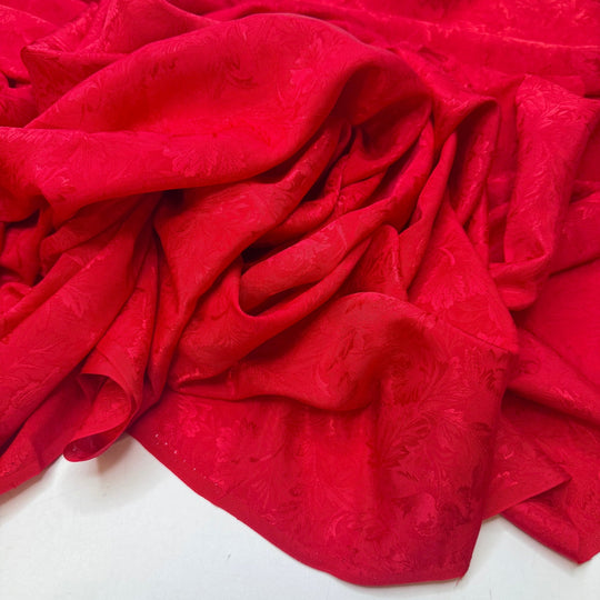 Love At First Dance - Jacquard Polyester Blend Woven - Red Floral - 3.3M Bundle - True Deadstock fabric Fabric by private - Sustainable Textile | FABCYCLE
