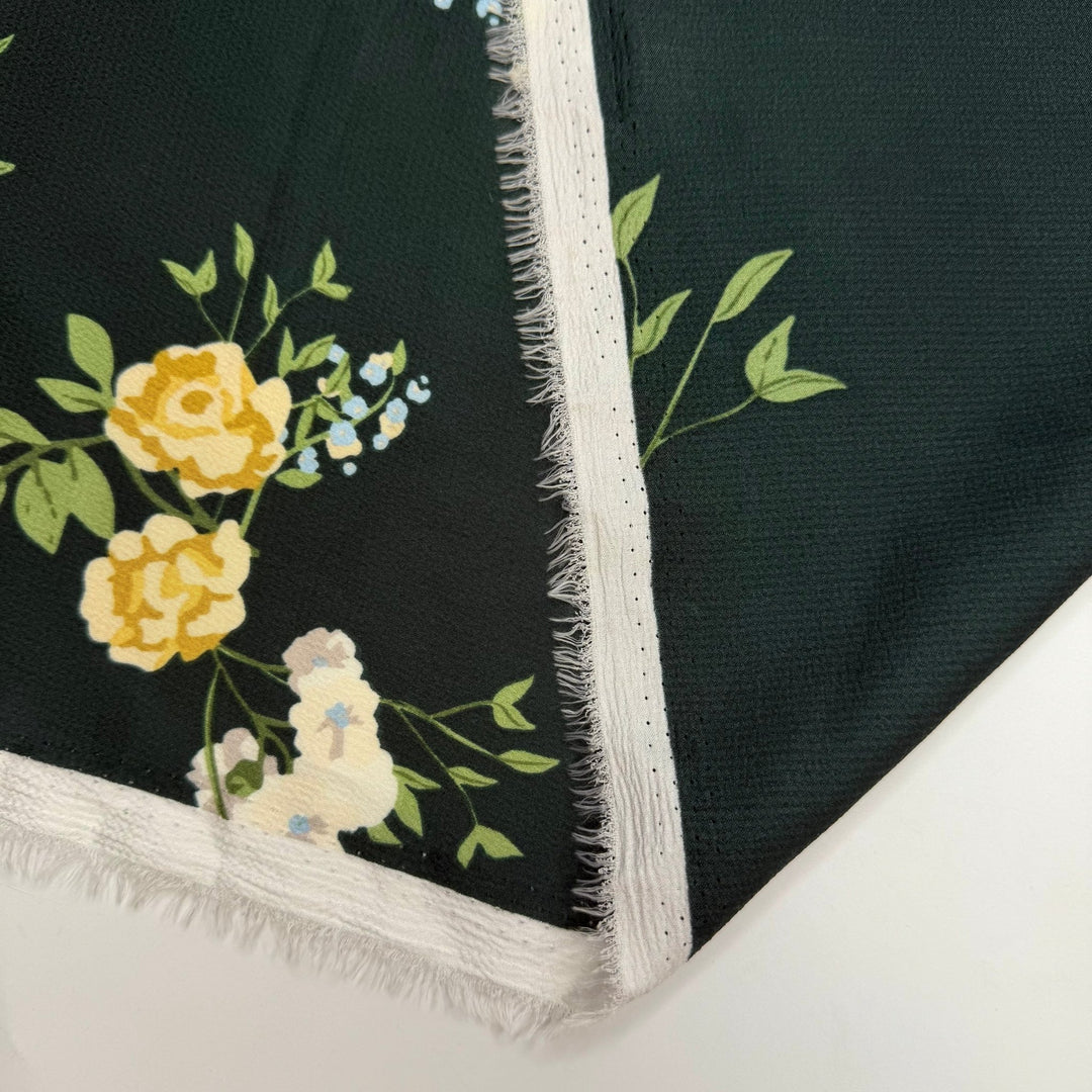 Love At First Sight - Polyester Blend Woven - Dark Green Multi Floral - 2M Bundle - True Deadstock fabric Fabric by private - Sustainable Textile | FABCYCLE
