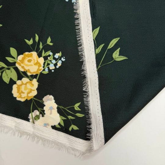 Love At First Sight - Polyester Blend Woven - Dark Green Multi Floral - 2M Bundle - True Deadstock fabric Fabric by private - Sustainable Textile | FABCYCLE