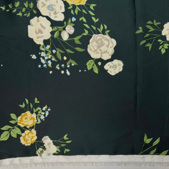 Love At First Sight - Polyester Blend Woven - Dark Green Multi Floral - 2M Bundle - True Deadstock fabric Fabric by private - Sustainable Textile | FABCYCLE