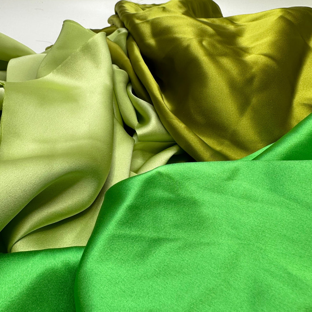 Lucky Lucky You - Off Cuts Satin Silk Woven - Green Multi - 0.5 Lb Bag - True Deadstock fabric Fabric by private - Sustainable Textile | FABCYCLE