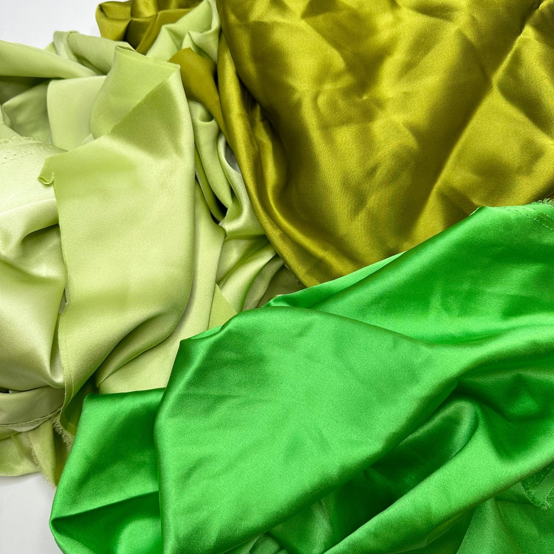 Lucky Lucky You - Off Cuts Satin Silk Woven - Green Multi - 0.5 Lb Bag - True Deadstock fabric Fabric by private - Sustainable Textile | FABCYCLE