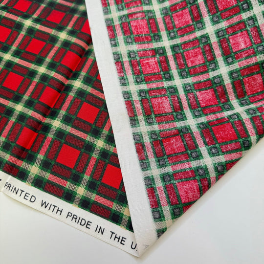 Lumberjack Exercise - Vintage Cotton Woven - Red/Green Plaid - 1.6M Bundle - True Deadstock fabric Fabric by private - Sustainable Textile | FABCYCLE