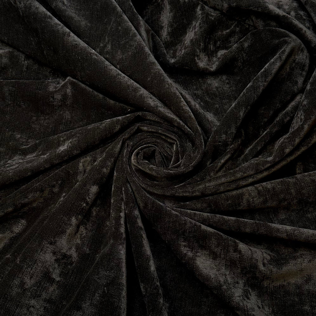 Luxurious Comfort - Velvet Polyester Blend Woven - Black - Bundles - True Deadstock fabric Fabric by private - Sustainable Textile | FABCYCLE