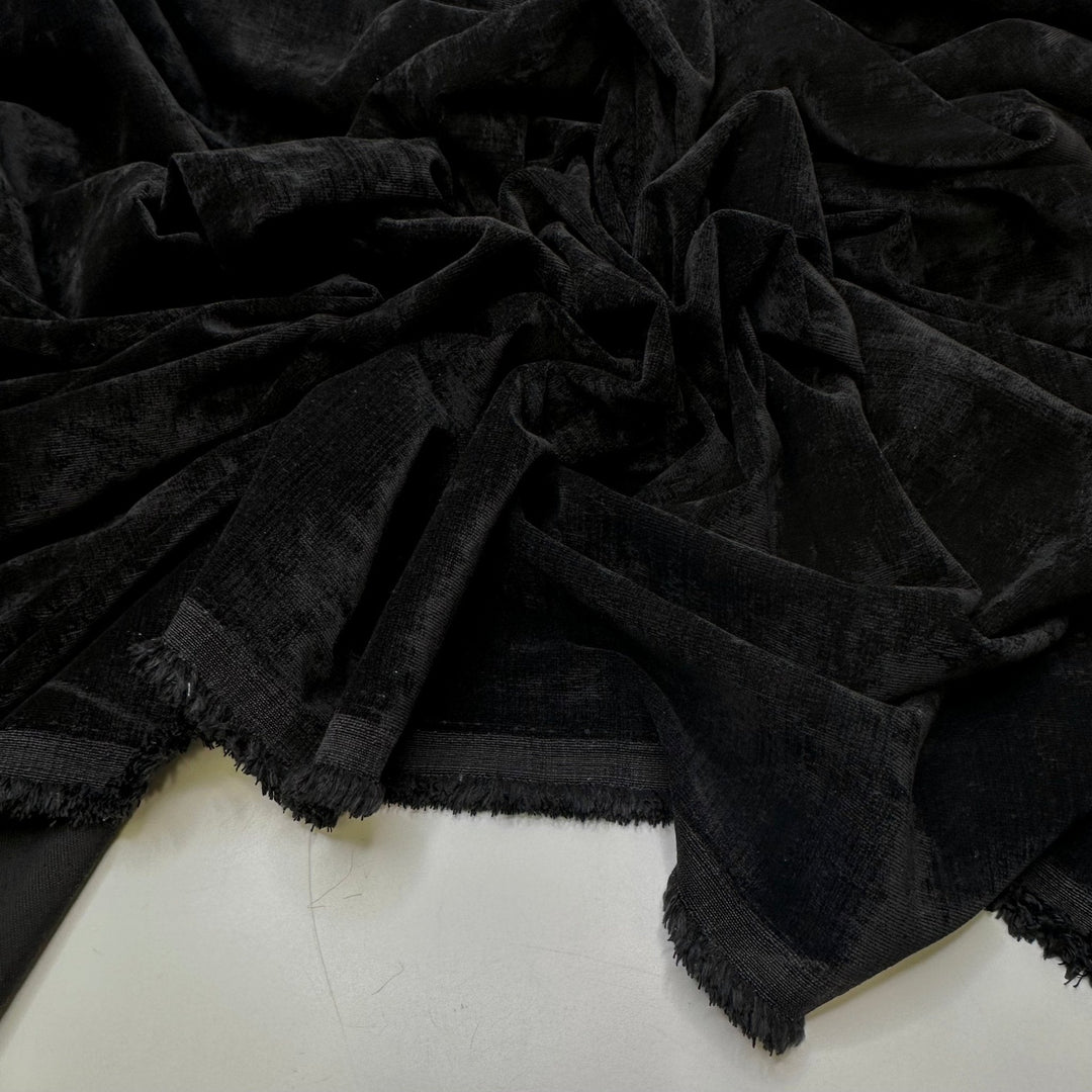 Luxurious Comfort - Velvet Polyester Blend Woven - Black - Bundles - True Deadstock fabric Fabric by private - Sustainable Textile | FABCYCLE