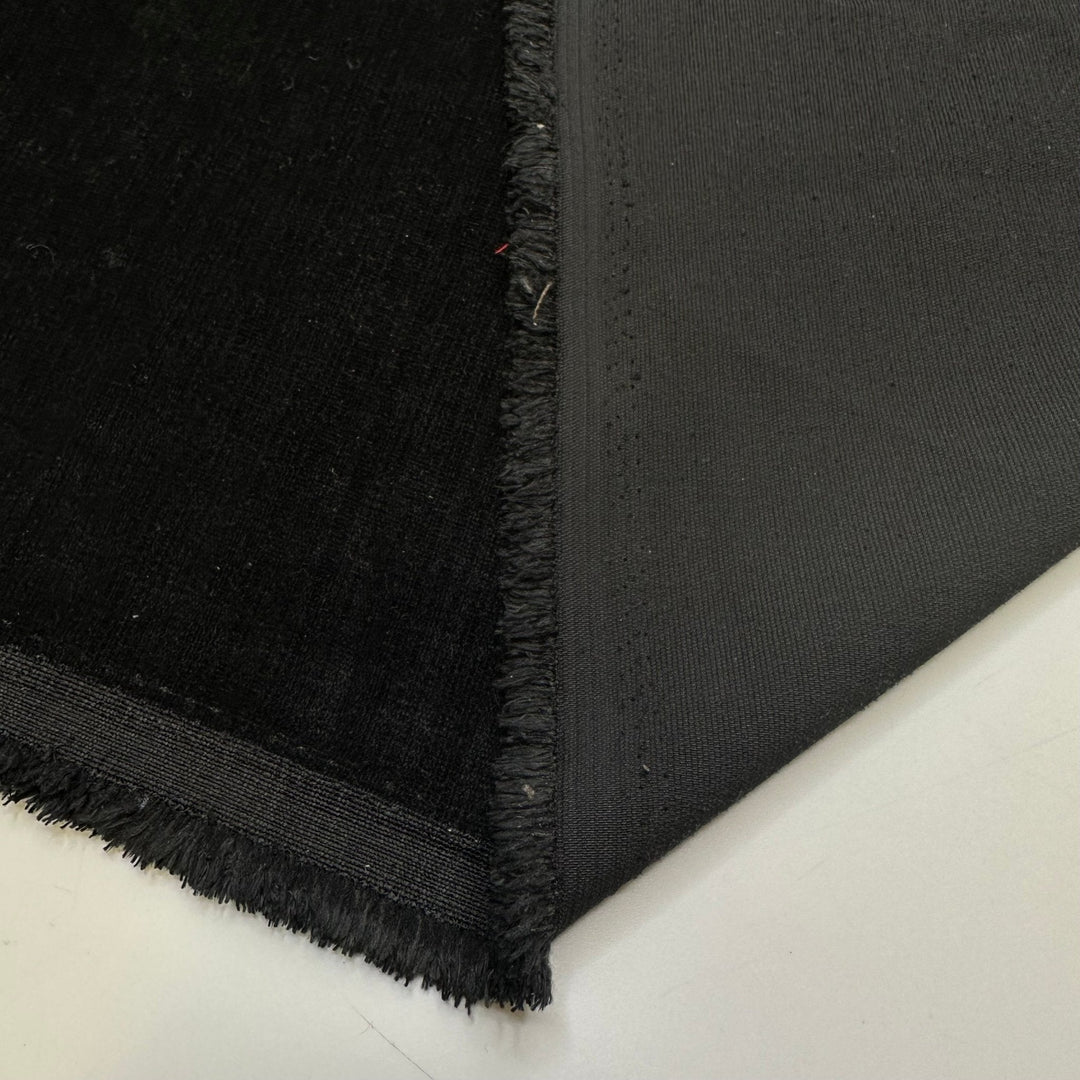 Luxurious Comfort - Velvet Polyester Blend Woven - Black - Bundles - True Deadstock fabric Fabric by private - Sustainable Textile | FABCYCLE