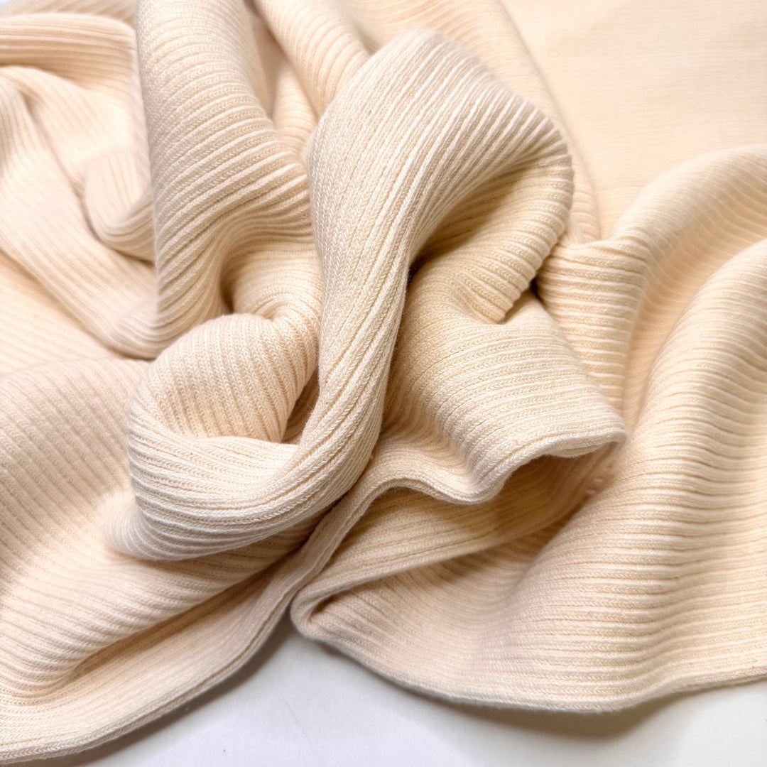 Luxury Snuggie - Tubular Rib Knit Natural Blend Knit - Cream - 2M Bundle - True Deadstock fabric Fabric by private - Sustainable Textile | FABCYCLE