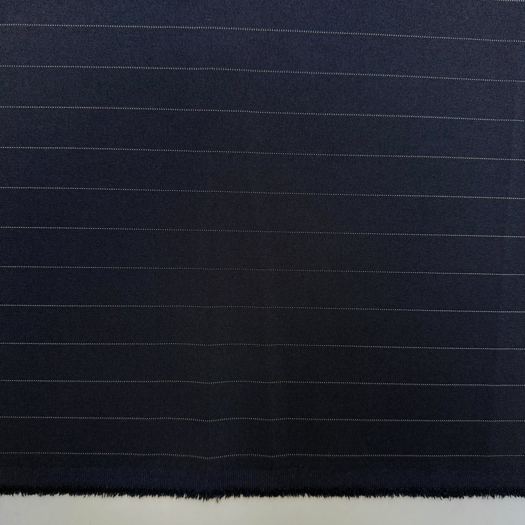 Machine Man - Twill Weave Polyester Blend Woven - Navy/White Pinstripe - 1.35M Bundle - True Deadstock fabric Fabric by private - Sustainable Textile | FABCYCLE