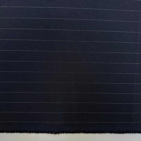 Machine Man - Twill Weave Polyester Blend Woven - Navy/White Pinstripe - 1.35M Bundle - True Deadstock fabric Fabric by private - Sustainable Textile | FABCYCLE