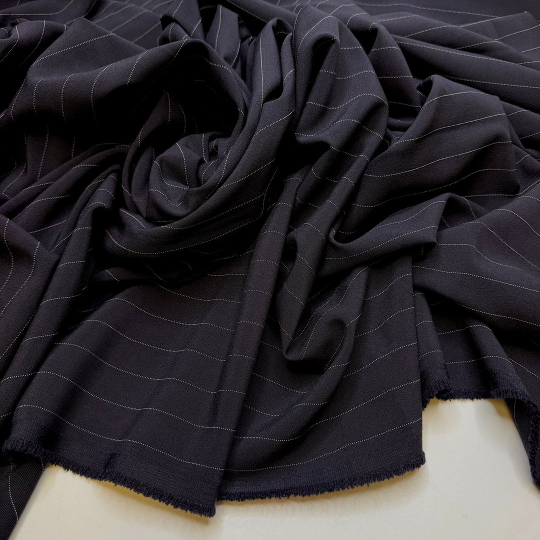 Machine Man - Twill Weave Polyester Blend Woven - Navy/White Pinstripe - 1.35M Bundle - True Deadstock fabric Fabric by private - Sustainable Textile | FABCYCLE
