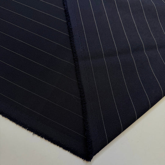 Machine Man - Twill Weave Polyester Blend Woven - Navy/White Pinstripe - 1.35M Bundle - True Deadstock fabric Fabric by private - Sustainable Textile | FABCYCLE