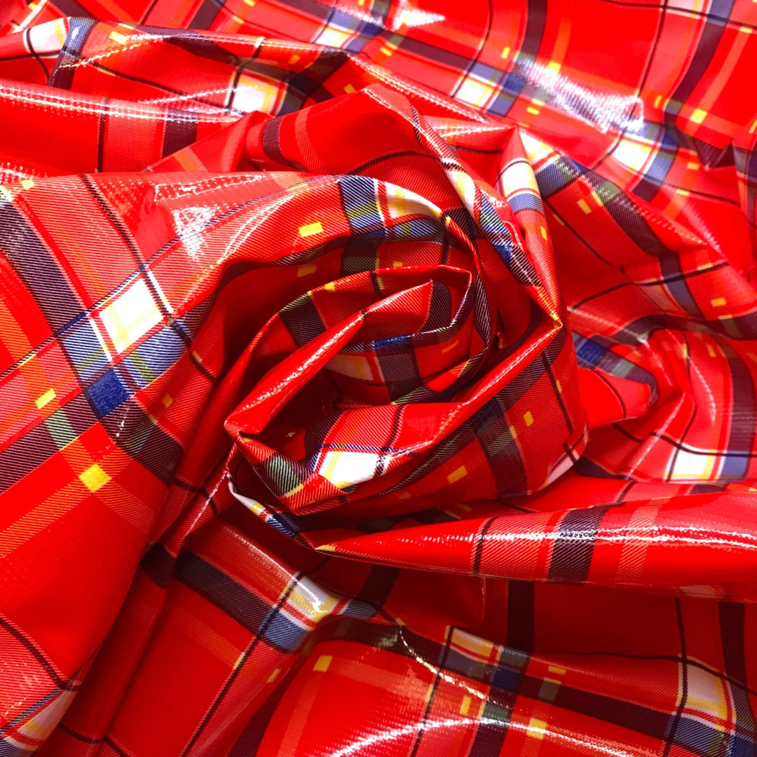 Mackintosh - Waterproof PU Woven - Red Multi Plaid - 2.2M Bundle - True Deadstock fabric Fabric by private - Sustainable Textile | FABCYCLE