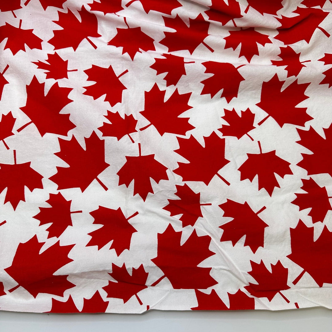 Made In Canada - Cotton Woven - White/Red Maple Leaf - 2.7M Bundle - True Deadstock fabric Fabric by private - Sustainable Textile | FABCYCLE