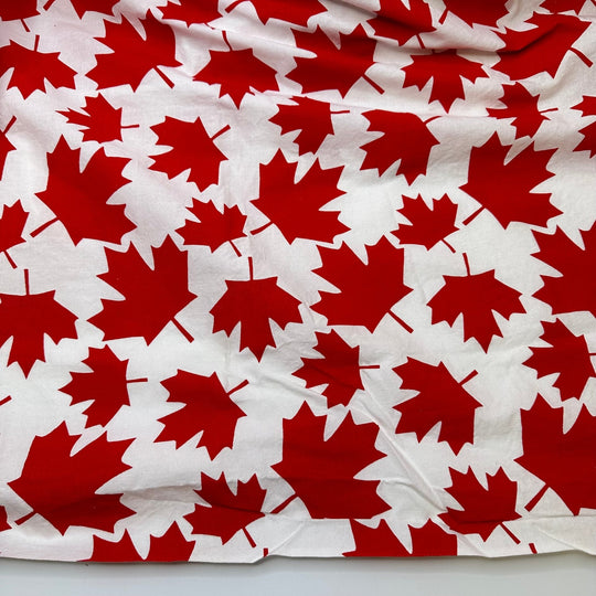 Made In Canada - Cotton Woven - White/Red Maple Leaf - 2.7M Bundle - True Deadstock fabric Fabric by private - Sustainable Textile | FABCYCLE