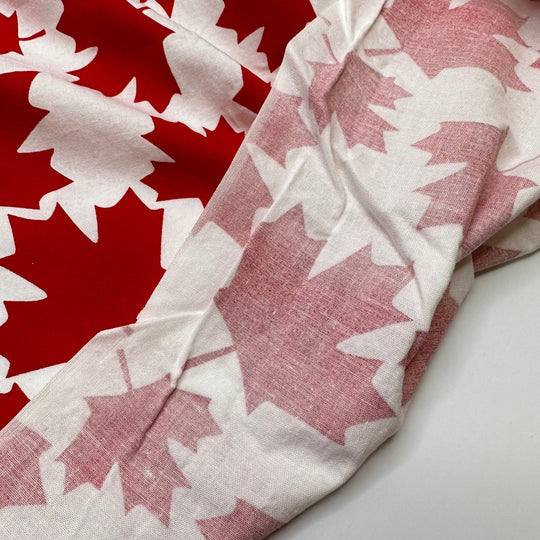 Made In Canada - Cotton Woven - White/Red Maple Leaf - 2.7M Bundle - True Deadstock fabric Fabric by private - Sustainable Textile | FABCYCLE