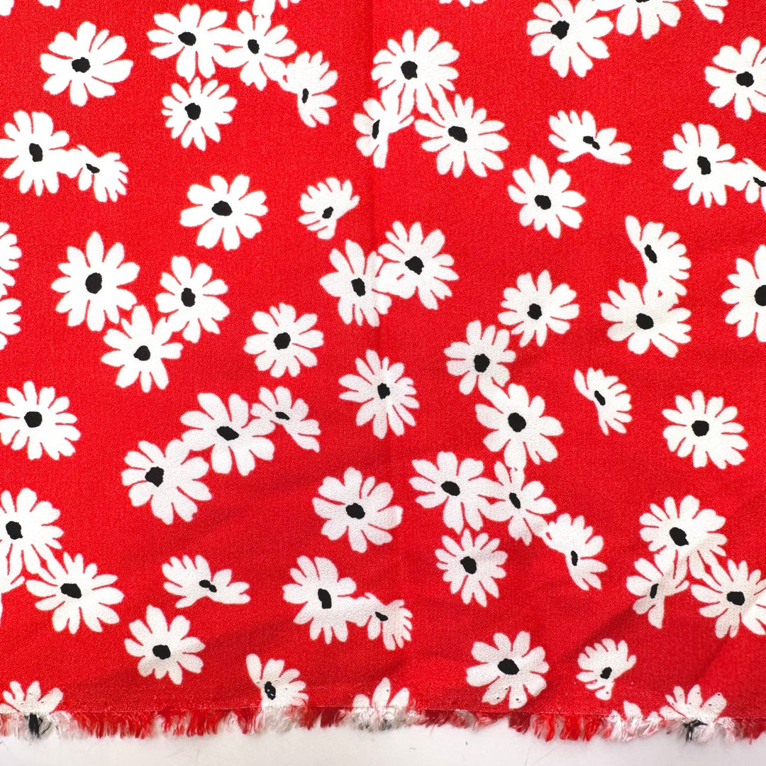 Made In Canada | Fabriqué Au Canada - Crepe Cotton Blend Woven - Red/White Floral - 3.5M Bundle - True Deadstock fabric Fabric by private - Sustainable Textile | FABCYCLE