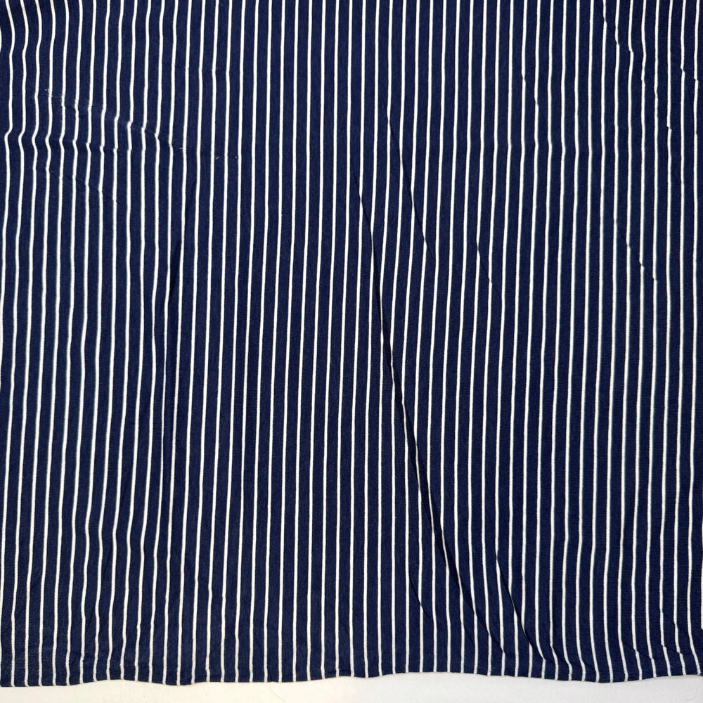 Maiden Hair Fern - Jersey Bamboo Blend Knit - White/Navy Pinstripe - 0.8M Bundle - True Deadstock fabric Fabric by private - Sustainable Textile | FABCYCLE