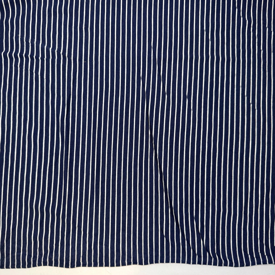 Maiden Hair Fern - Jersey Bamboo Blend Knit - White/Navy Pinstripe - 0.8M Bundle - True Deadstock fabric Fabric by private - Sustainable Textile | FABCYCLE