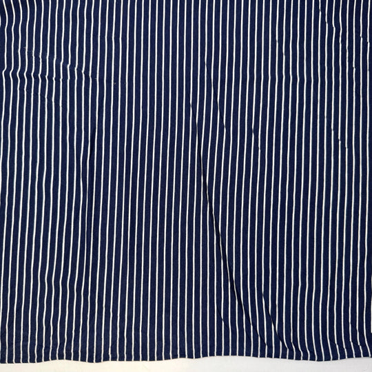 Maiden Hair Fern - Jersey Bamboo Blend Knit - White/Navy Pinstripe - 0.8M Bundle - True Deadstock fabric Fabric by private - Sustainable Textile | FABCYCLE