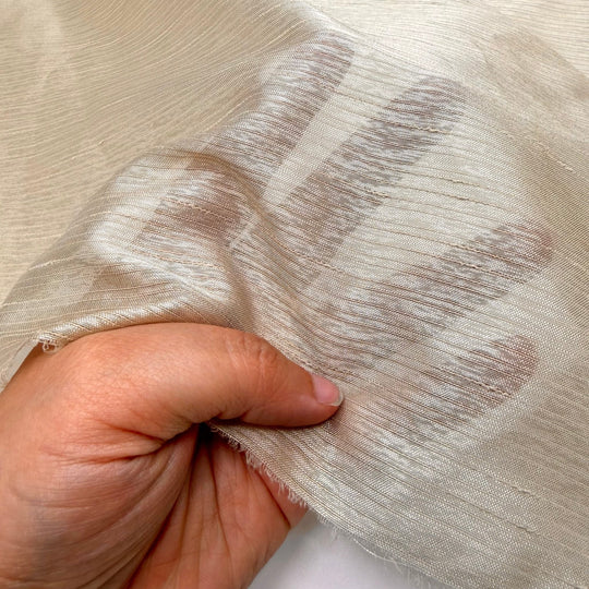 Makers Mingle - Chiffon Polyester Blend Woven - Light Beige Stripes - 1.9M Bundle - True Deadstock fabric Fabric by private - Sustainable Textile | FABCYCLE