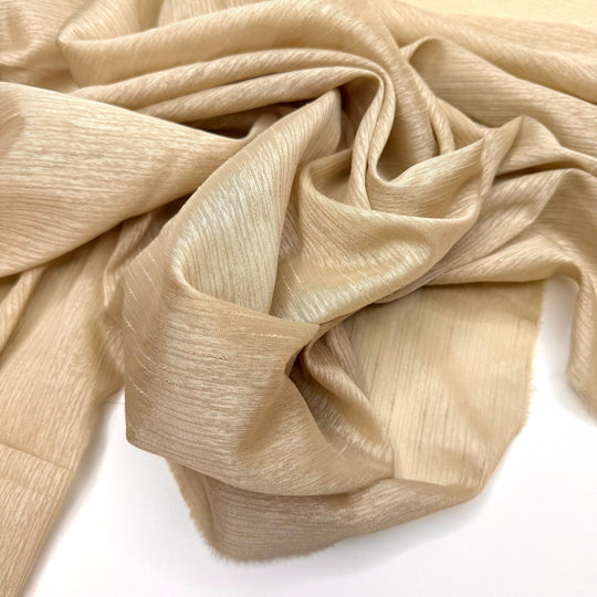 Makers Mingle - Chiffon Polyester Blend Woven - Light Beige Stripes - 1.9M Bundle - True Deadstock fabric Fabric by private - Sustainable Textile | FABCYCLE