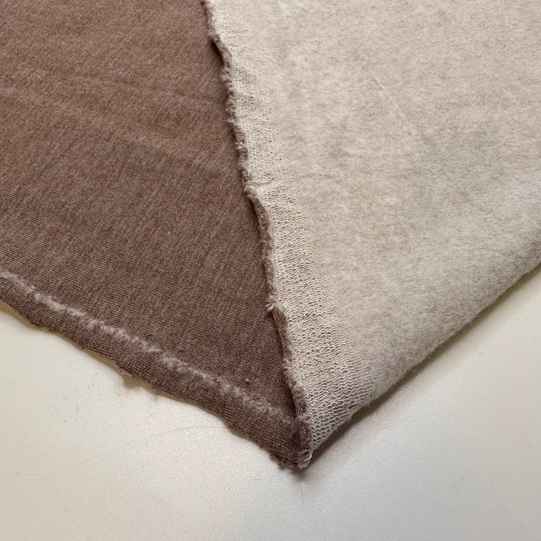 Making A Gingerbread House - Jersey Fleece Bamboo Blend Knit - Light Brown - 1.7M Bundle - True Deadstock fabric Fabric by private - Sustainable Textile | FABCYCLE
