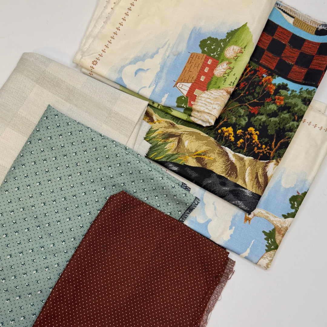 Making A House A Home - Cotton Woven - Brown/Blue - 6 Pack - True Deadstock fabric Fabric by private - Sustainable Textile | FABCYCLE