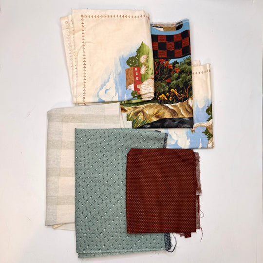 Making A House A Home - Cotton Woven - Brown/Blue - 6 Pack - True Deadstock fabric Fabric by private - Sustainable Textile | FABCYCLE