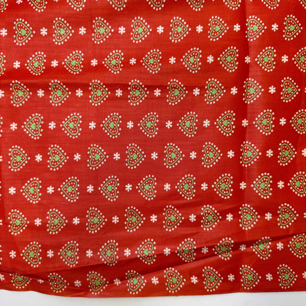 Making A House A Home - Vintage Cotton Woven - Light Red/Green Hearts - 2.25M Bundle - True Deadstock fabric Fabric by private - Sustainable Textile | FABCYCLE