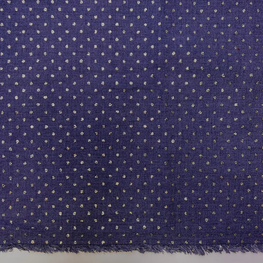Making A Statement - Glitter Denim Cotton Blend Woven - Light Silver/Navy Polka Dots - 1.2M Bundle - True Deadstock fabric Fabric by private - Sustainable Textile | FABCYCLE