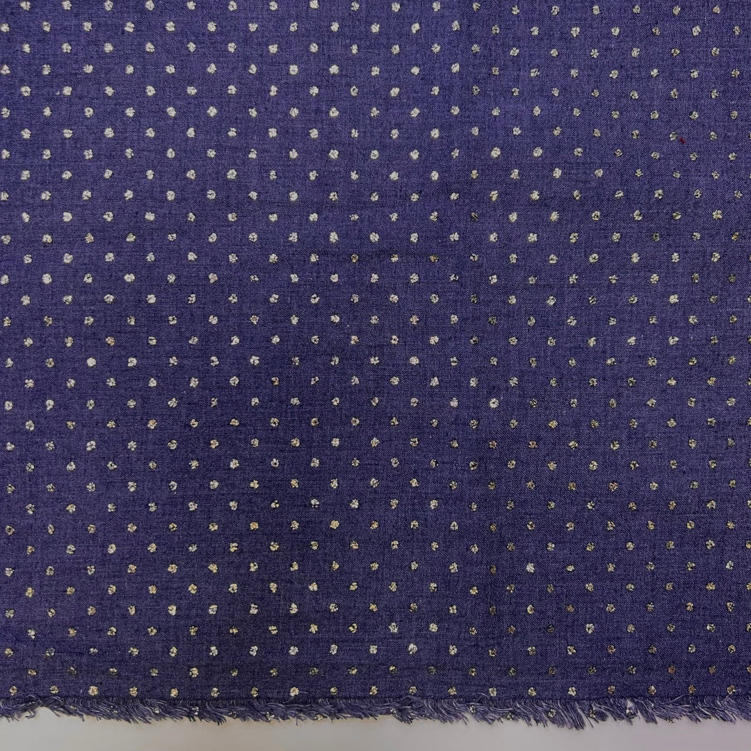 Making A Statement - Glitter Denim Cotton Blend Woven - Light Silver/Navy Polka Dots - 1.2M Bundle - True Deadstock fabric Fabric by private - Sustainable Textile | FABCYCLE