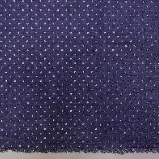 Making A Statement - Glitter Denim Cotton Blend Woven - Light Silver/Navy Polka Dots - 1.2M Bundle - True Deadstock fabric Fabric by private - Sustainable Textile | FABCYCLE