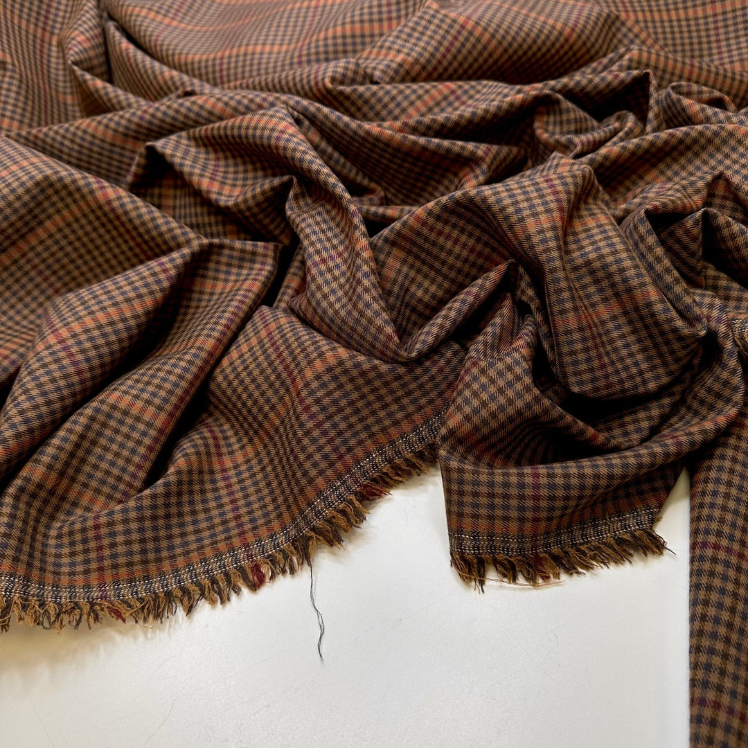Making A Suit For Christmas - Polyester Blend Woven - Brown Multi Plaid - 4.9M Bundle - True Deadstock fabric Fabric by private - Sustainable Textile | FABCYCLE