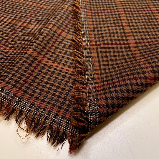 Making A Suit For Christmas - Polyester Blend Woven - Brown Multi Plaid - 4.9M Bundle - True Deadstock fabric Fabric by private - Sustainable Textile | FABCYCLE