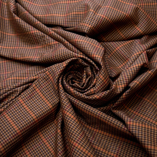 Making A Suit For Christmas - Polyester Blend Woven - Brown Multi Plaid - 4.9M Bundle - True Deadstock fabric Fabric by private - Sustainable Textile | FABCYCLE