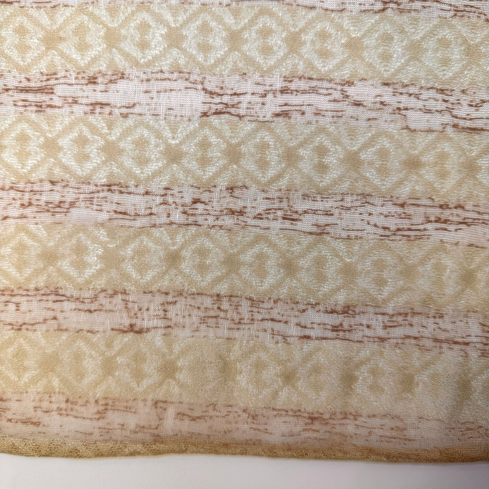 Making Eggnog - Lace Polyester Blend Knit - Beige/Cream Stripes - 1.9M Bundle - True Deadstock fabric Fabric by private - Sustainable Textile | FABCYCLE