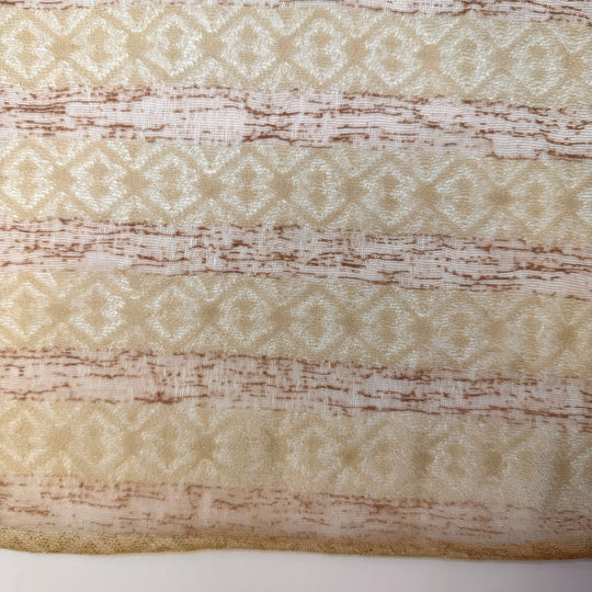 Making Eggnog - Lace Polyester Blend Knit - Beige/Cream Stripes - 1.9M Bundle - True Deadstock fabric Fabric by private - Sustainable Textile | FABCYCLE
