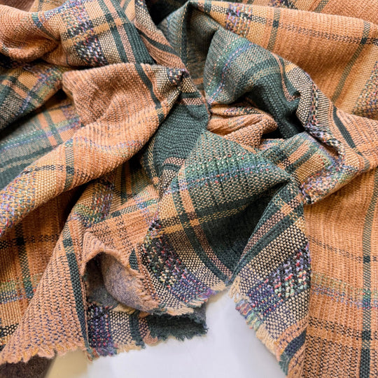 Making My Own Furniture - Acrylic Blend Woven - Green/Beige Plaid - 3M Bundle - True Deadstock fabric Fabric by private - Sustainable Textile | FABCYCLE