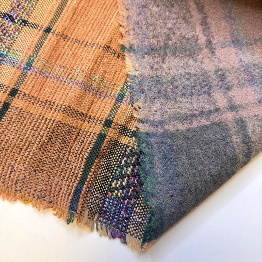 Making My Own Furniture - Acrylic Blend Woven - Green/Beige Plaid - 3M Bundle - True Deadstock fabric Fabric by private - Sustainable Textile | FABCYCLE
