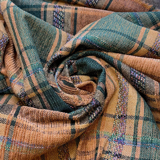 Making My Own Furniture - Acrylic Blend Woven - Green/Beige Plaid - 3M Bundle - True Deadstock fabric Fabric by private - Sustainable Textile | FABCYCLE