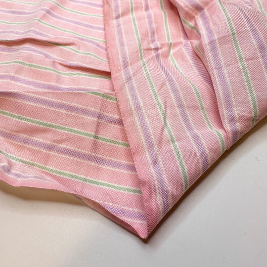 Making New Friends - Vintage Cotton Blend Woven - Light Pink Multi Stripes - 3.45M Bundle - True Deadstock fabric Fabric by private - Sustainable Textile | FABCYCLE