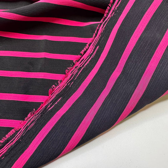 Making Pie Filling - Poly Woven - Pink/Black Stripes - 3M Bundle - True Deadstock fabric Fabric by private - Sustainable Textile | FABCYCLE