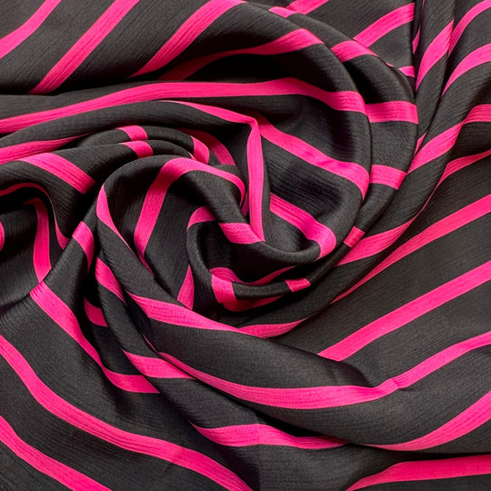 Making Pie Filling - Poly Woven - Pink/Black Stripes - 3M Bundle - True Deadstock fabric Fabric by private - Sustainable Textile | FABCYCLE