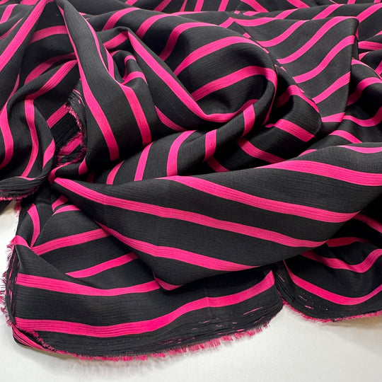 Making Pie Filling - Poly Woven - Pink/Black Stripes - 3M Bundle - True Deadstock fabric Fabric by private - Sustainable Textile | FABCYCLE
